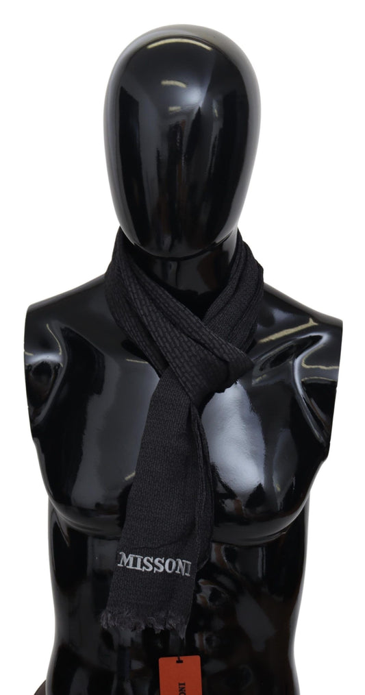 Missoni Elegant fringed scarf in black wool