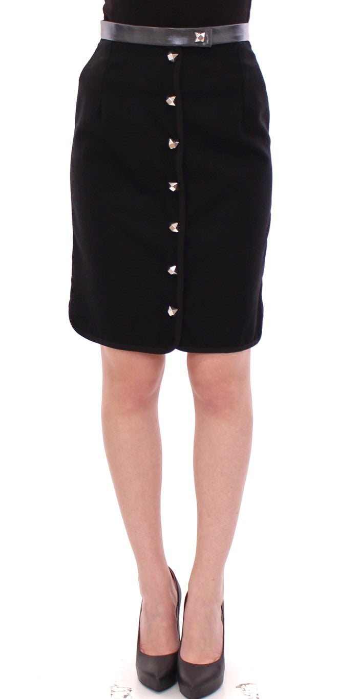 Corrado De Biase Elegant black skirt made of a wool-cotton blend