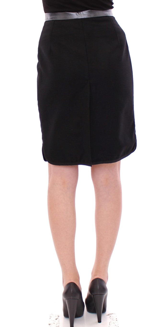 Corrado De Biase Elegant black skirt made of a wool-cotton blend