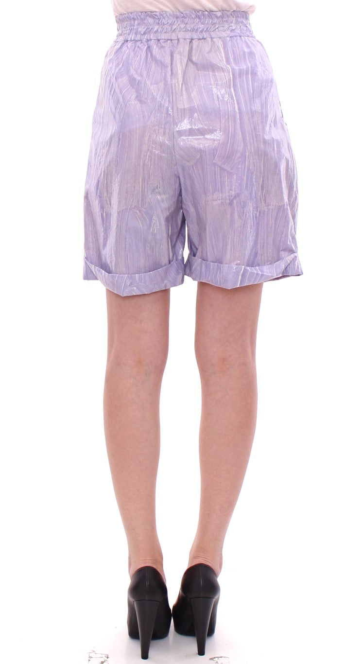 Licia Florio Elegante lila Viskose-Shorts - seitlicher Reißverschluss