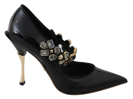 Dolce & Gabbana Elegante Schwarze Leder Kristall Pumps