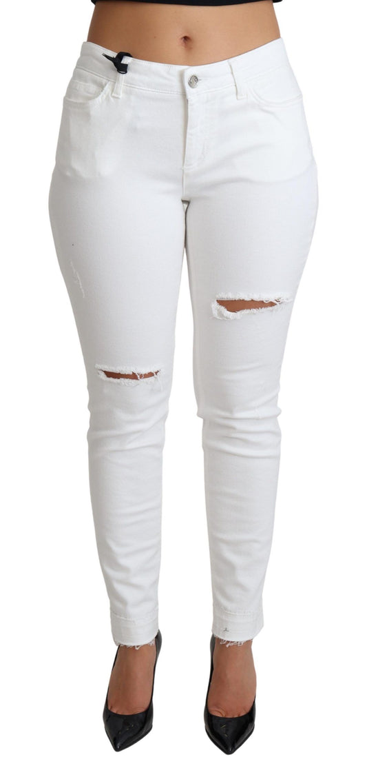 Dolce &amp; Gabbana Chic white designer mid-rise jeans