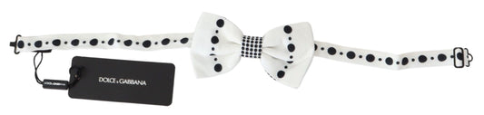 Dolce &amp; Gabbana Elegant Dotted Silk Bow Tie in White