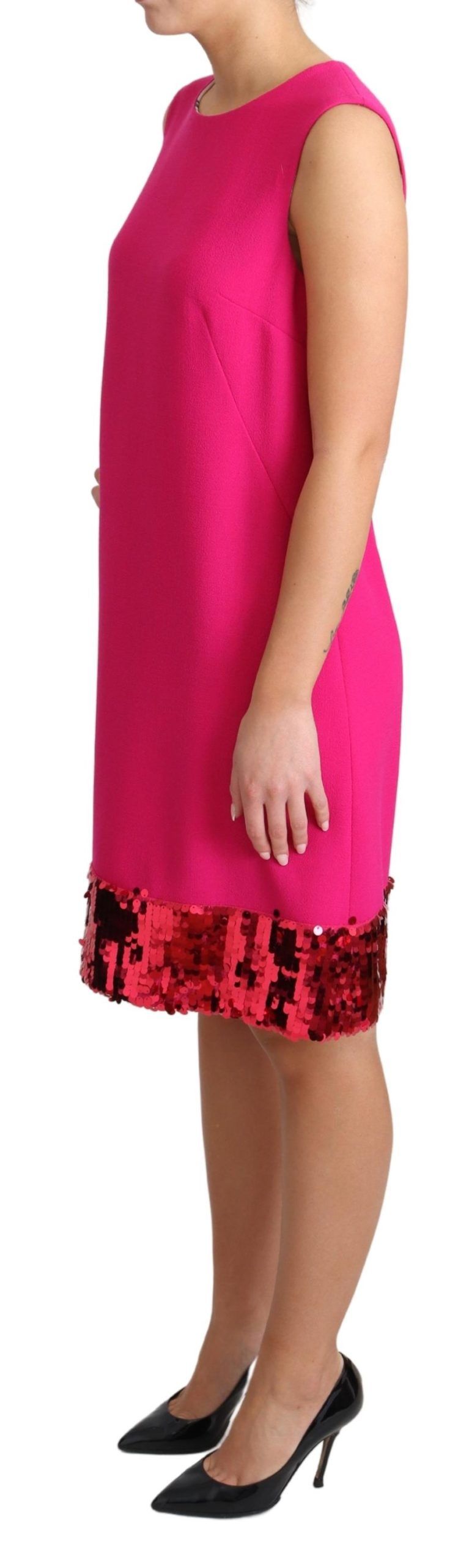 Dolce &amp; Gabbana Elegant Fuchsia Wool Blend Sequin Shift -mekko