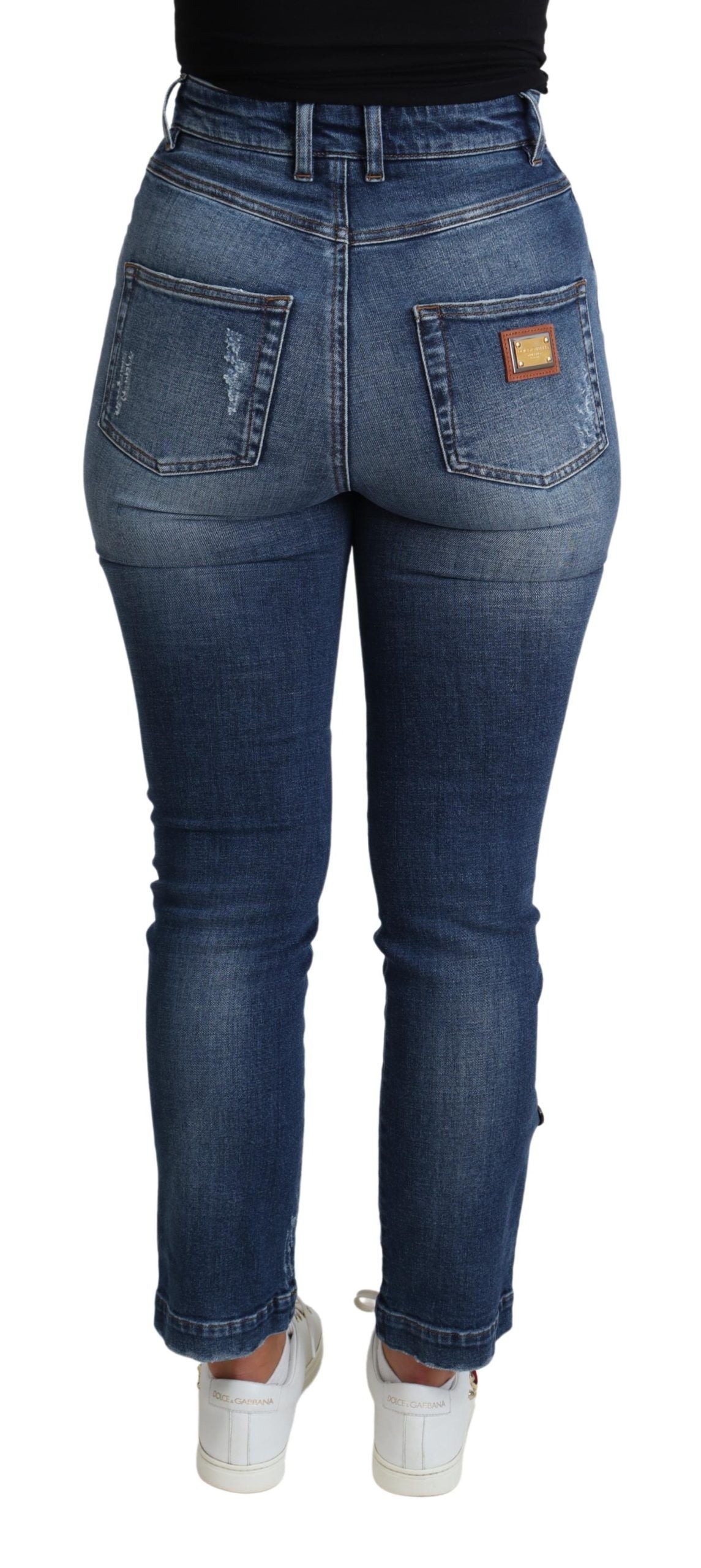 Dolce & Gabbana Verzierte Skinny Denim Jeans mit hoher Taille