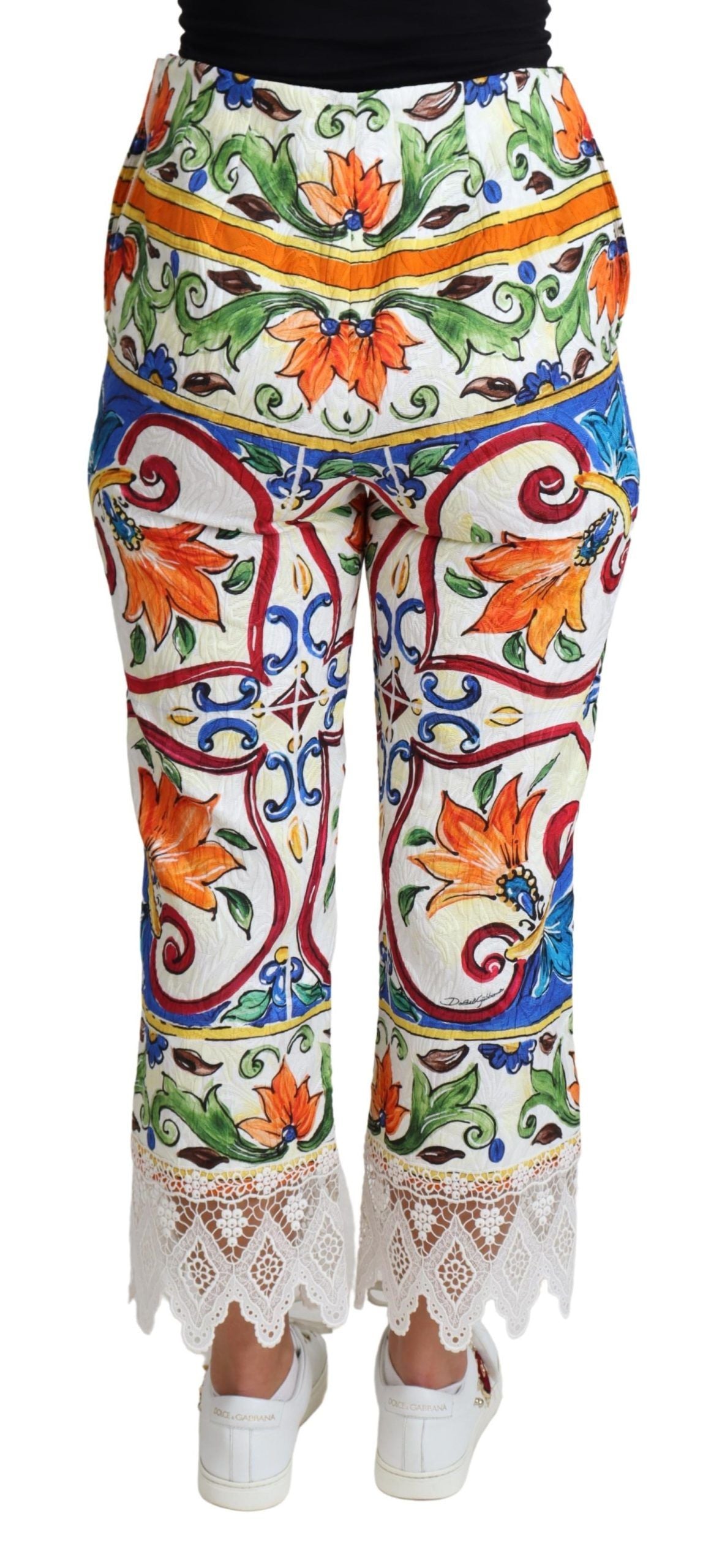 Dolce & Gabbana Majolika Hochgeschnittene Hose mit hoher Taille