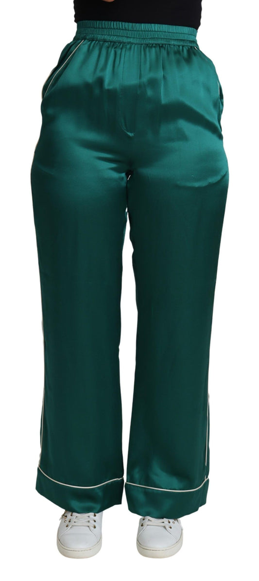 Dolce &amp; Gabbana Exquisite silk pajama pants in rich green