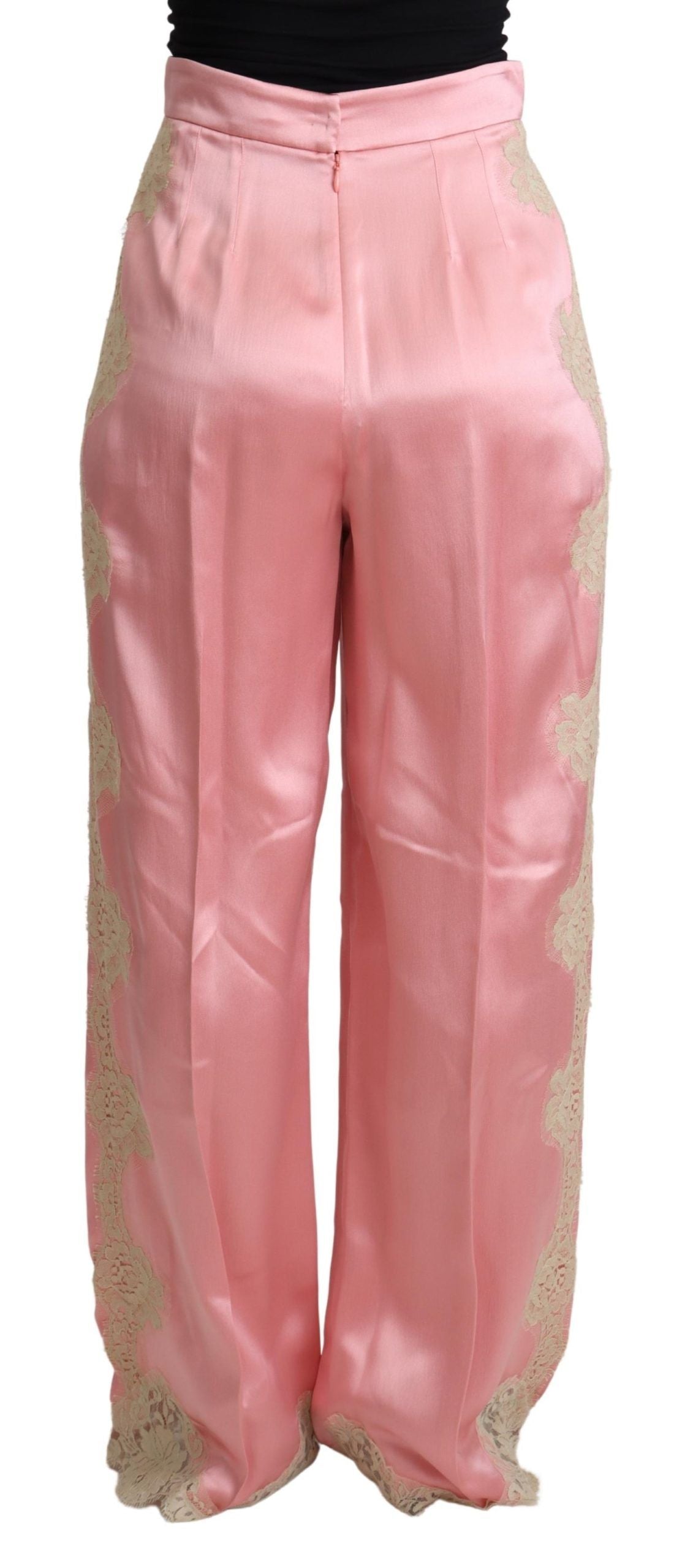 Dolce & Gabbana Satin-Hose mit weitem Bein aus einer Seidenmischung in Rosa