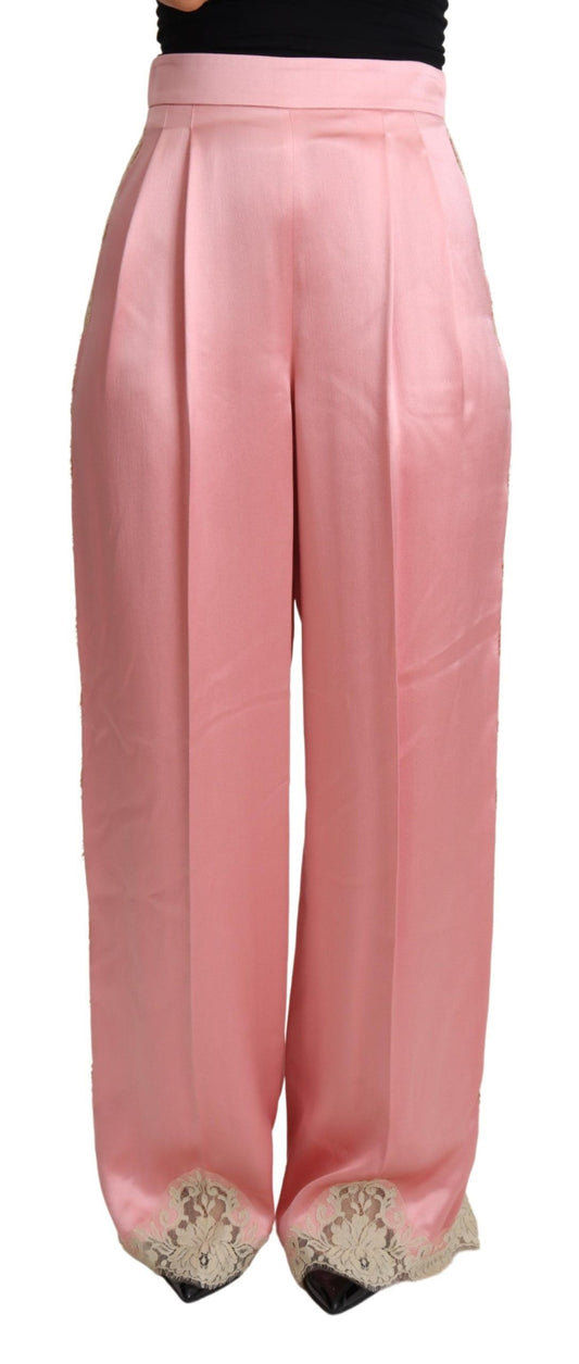 Dolce &amp; Gabbana pink silk-blend satin wide-leg pants