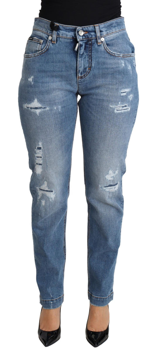 Dolce & Gabbana Schicke zerschlissene Skinny Jeans mit hoher Taille