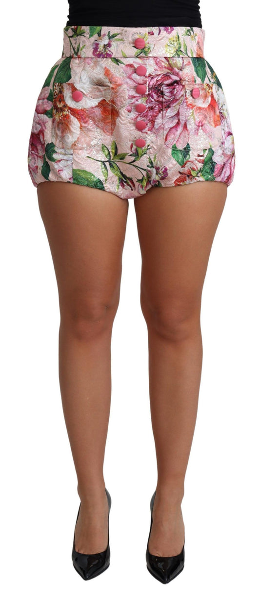 Dolce & Gabbana Schicke rosa geblümte Hotpants mit hoher Taille