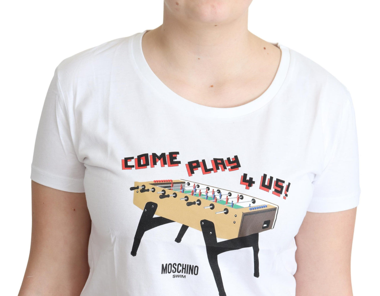 Moschino Schickes Baumwoll-Rundhals-Tee mit verspieltem Aufdruck