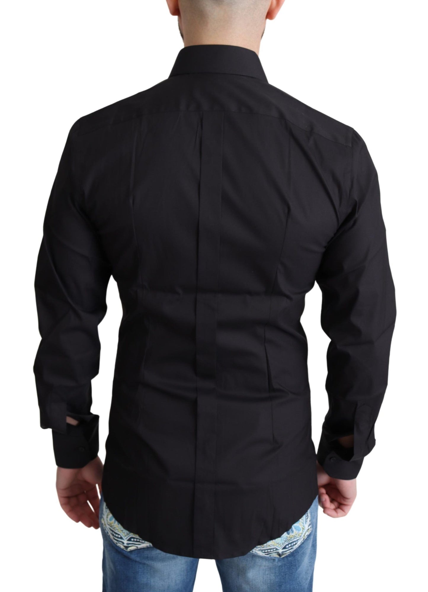 Dolce &amp; Gabbana Elegant black and gold slim fit shirt