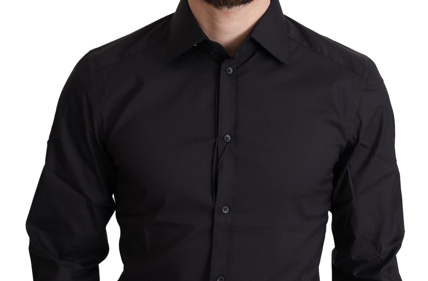 Dolce &amp; Gabbana Elegant black and gold slim fit shirt