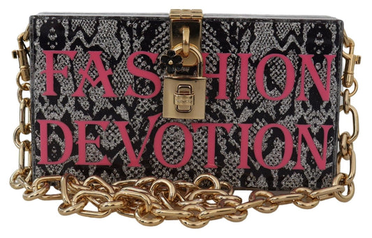 Dolce &amp; Gabbana Grey Dolce Box Clutch in resin with gold details