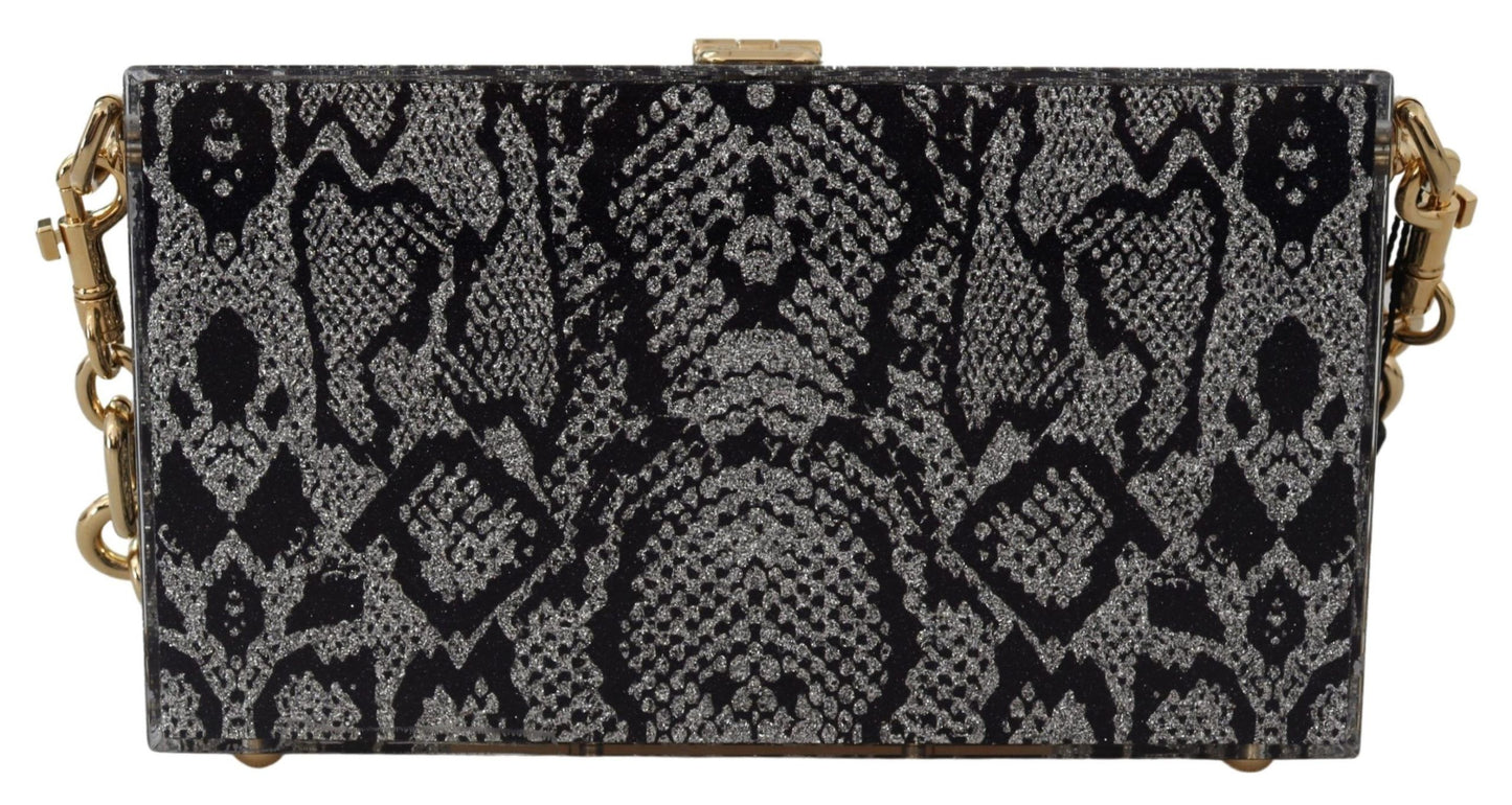 Dolce &amp; Gabbana Harmaa Dolce Box Clutch hartsia kultaisilla yksityiskohdilla