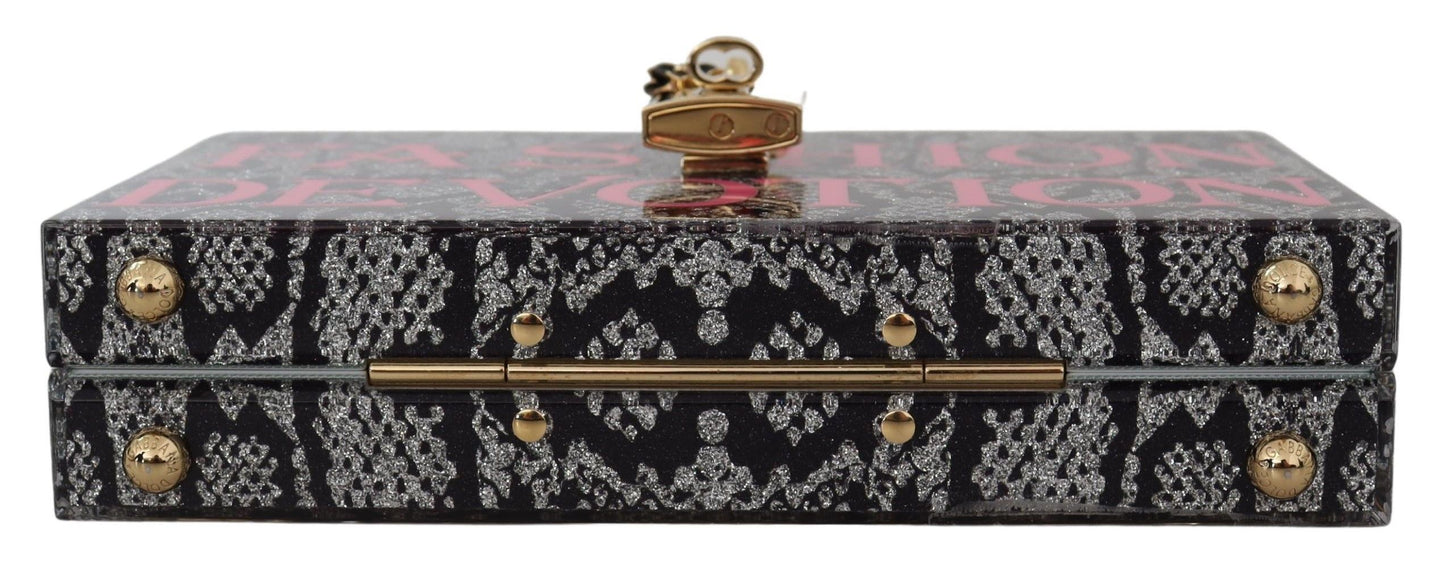 Dolce &amp; Gabbana Harmaa Dolce Box Clutch hartsia kultaisilla yksityiskohdilla