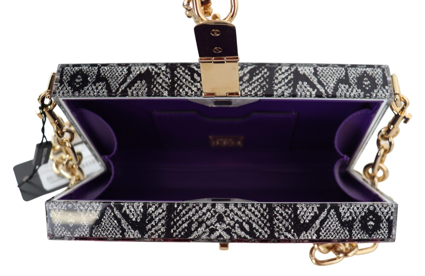 Dolce &amp; Gabbana Harmaa Dolce Box Clutch hartsia kultaisilla yksityiskohdilla