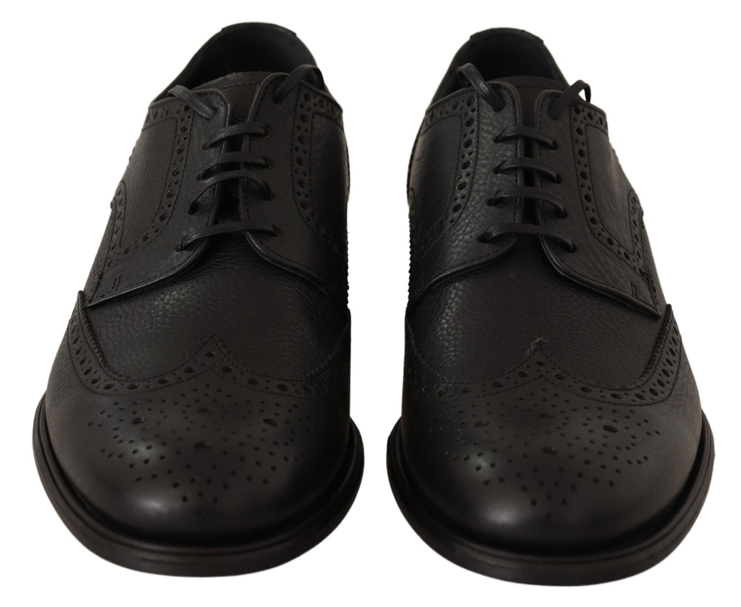 Dolce &amp; Gabbana Elegant Black Leather Derby Wingtip Shoes