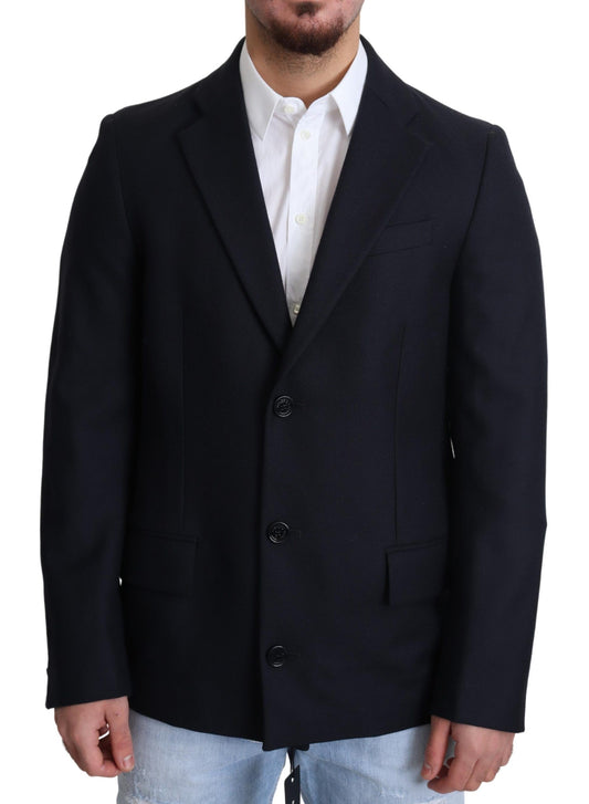 Dolce &amp; Gabbana Elegant dark blue virgin wool coat for men