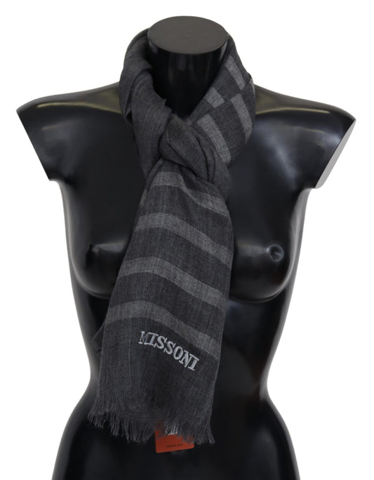 Missoni Elegant unisex wool scarf with logo embroidery