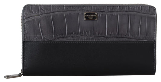 Dolce &amp; Gabbana Elegant textured leather wallet with zip closure