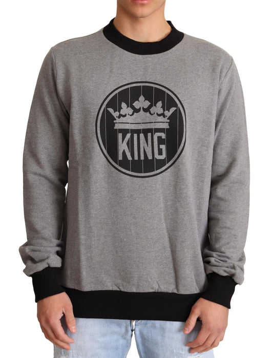 Dolce &amp; Gabbana Elegant grey sweater with crown motif and round neck