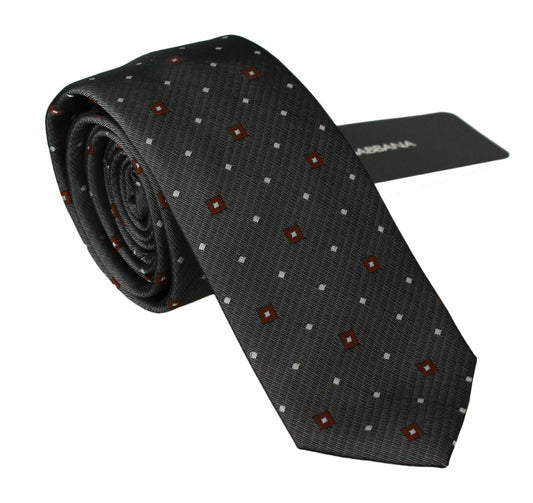 Dolce &amp; Gabbana Elegant silk blend tie with grey pattern