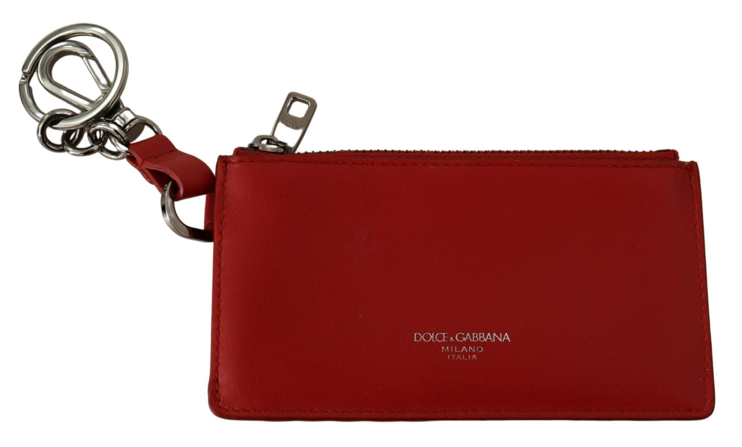 Dolce & Gabbana Eleganter Leder-Schlüsselanhänger in leuchtendem Rot