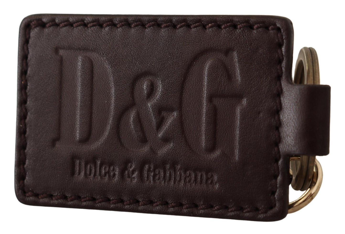 Dolce &amp; Gabbana Tyylikäs unisex-nahkainen avaimenperä kultaisilla yksityiskohdilla