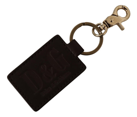 Dolce &amp; Gabbana Elegant unisex leather keychain with gold detail