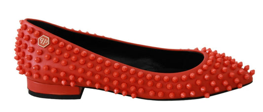 Philipp Plein orange pointed leather flats