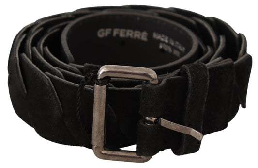 GF Ferre Elegant black waist belt with metal buckle