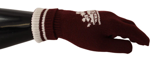 Dolce &amp; Gabbana Elegant red cashmere gloves with crown motif