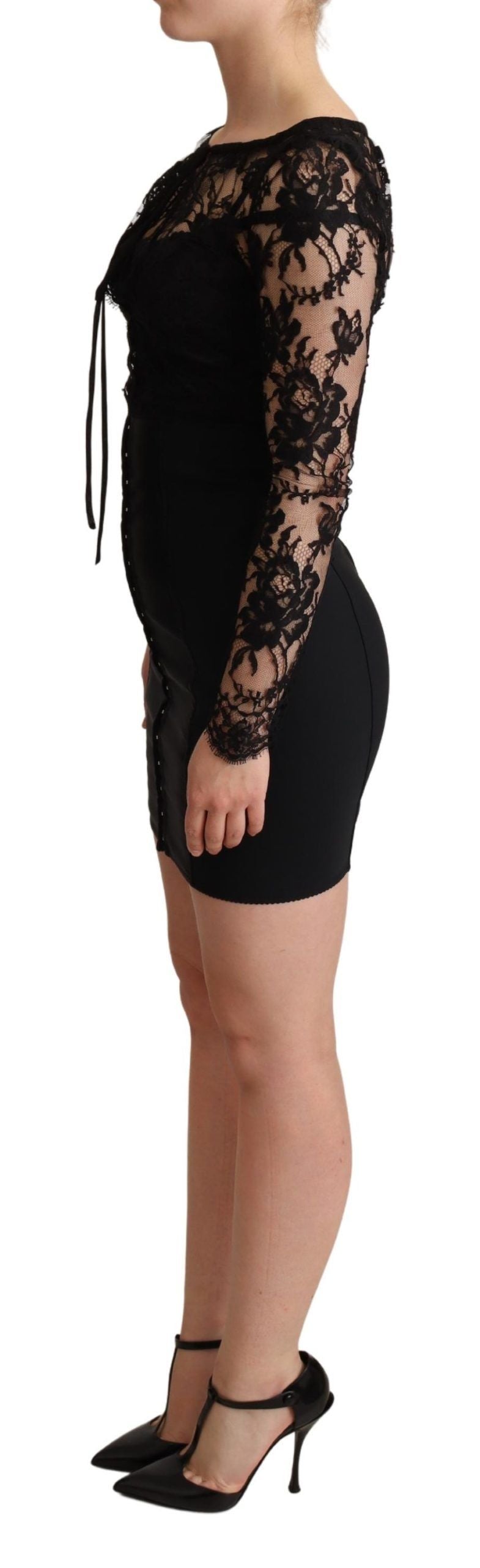 Dolce &amp; Gabbana Elegant Black Lace Mini Dress Delight