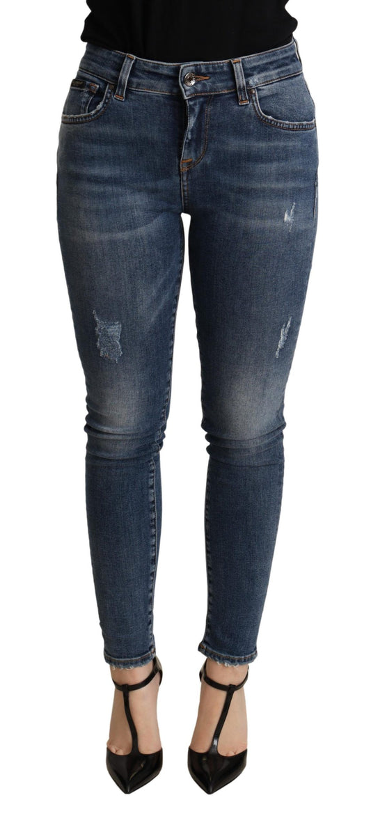 Dolce &amp; Gabbana Elegant Mid-Waist Skinny Jeans in Blue