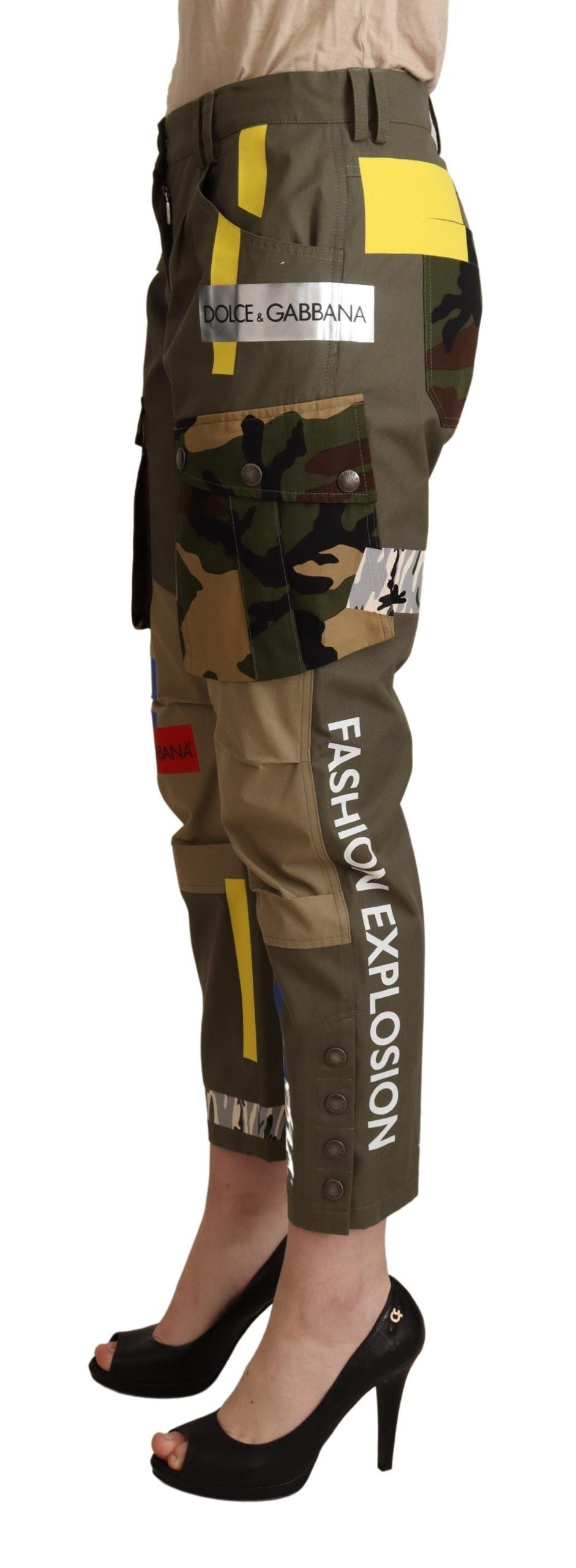 Dolce &amp; Gabbana Chic Moniväriset Patched Cargo Pants