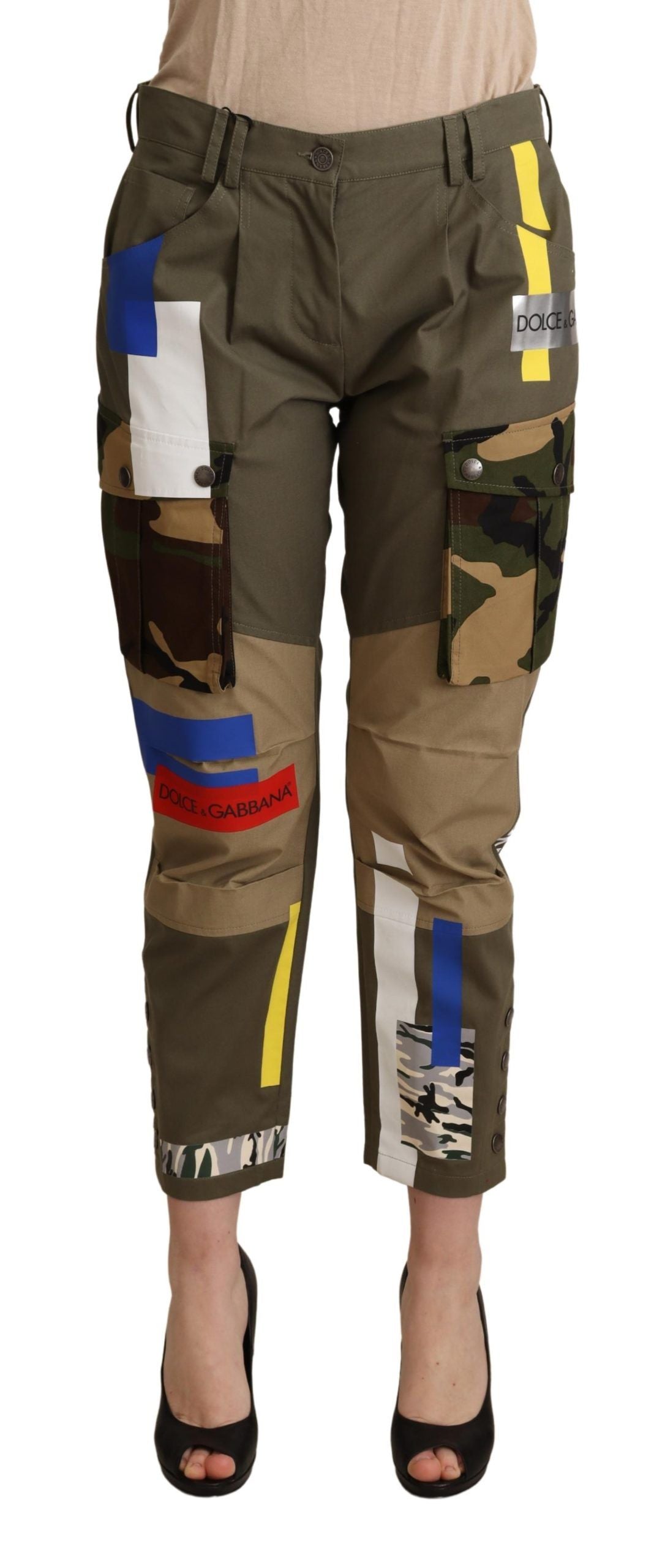 Dolce &amp; Gabbana Chic Moniväriset Patched Cargo Pants