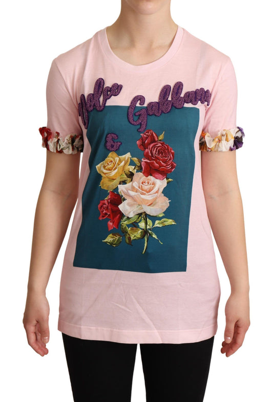 Dolce & Gabbana Elegantes T-Shirt mit Blumenapplikation