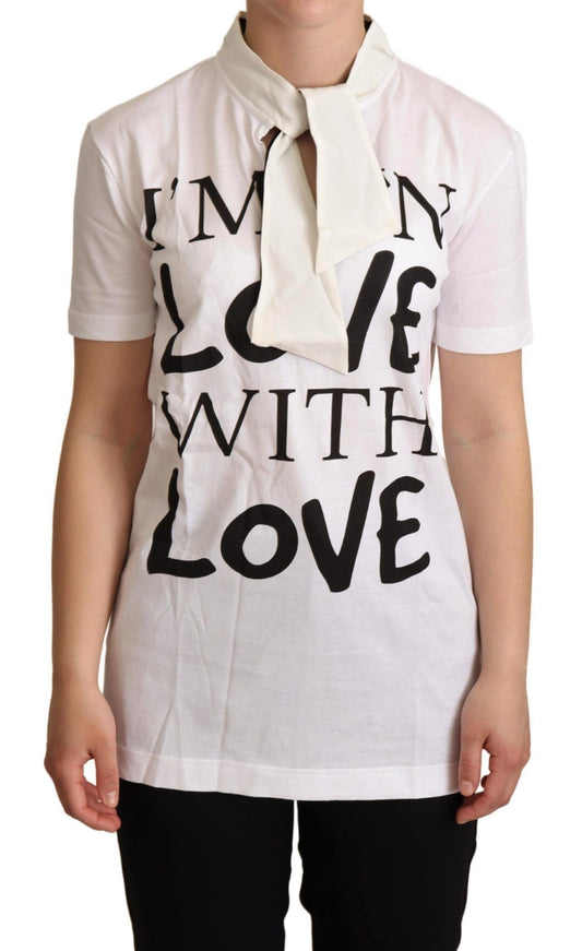 Dolce &amp; Gabbana Chic white silk blend love print tee