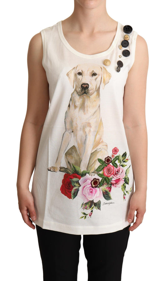 Dolce & Gabbana Schickes ärmelloses Tank mit Blumenmuster für Hunde