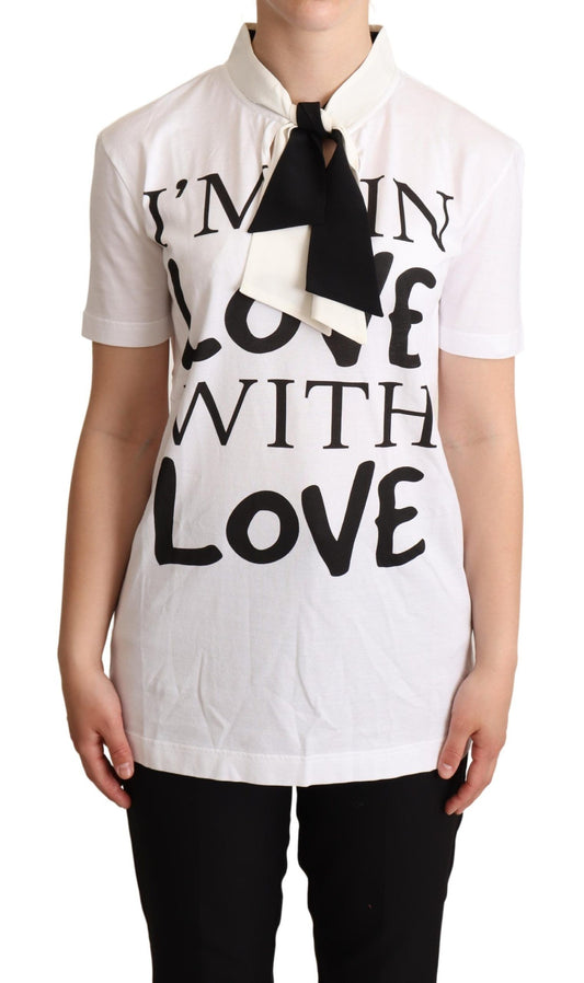 Dolce & Gabbana Chic Love Slogan Seide Baumwolle Tee