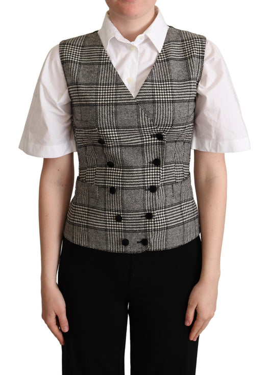 Dolce &amp; Gabbana Elegant checked vest in grey silk blend