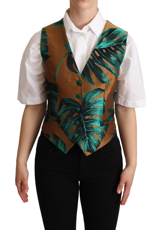 Dolce &amp; Gabbana Elegant green vest with leaf print