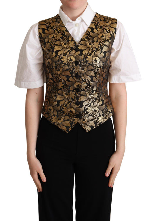 Dolce &amp; Gabbana Elegant Black Jacquard Vest