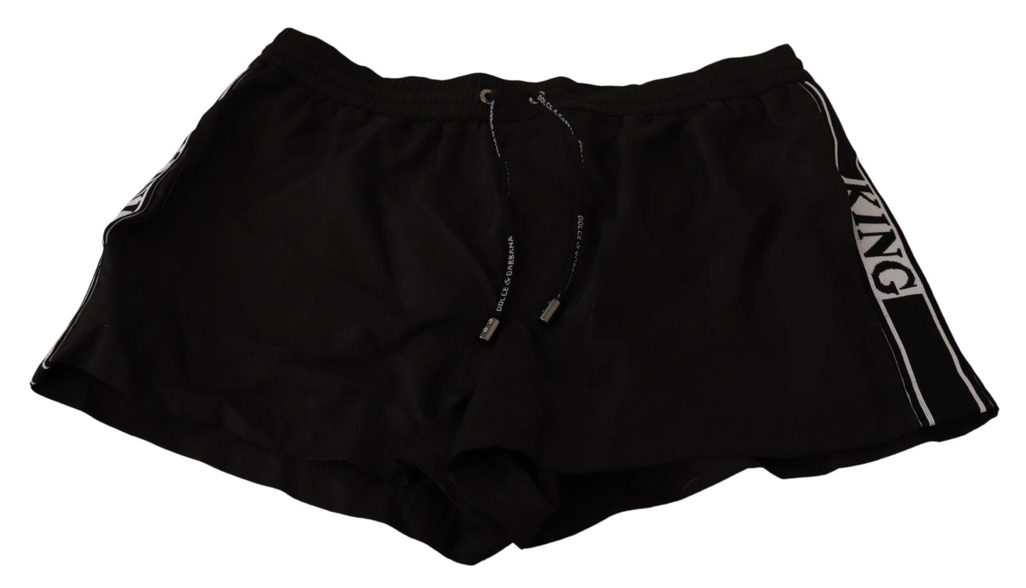 Dolce & Gabbana Elegante schwarze KING Motiv-Badehose