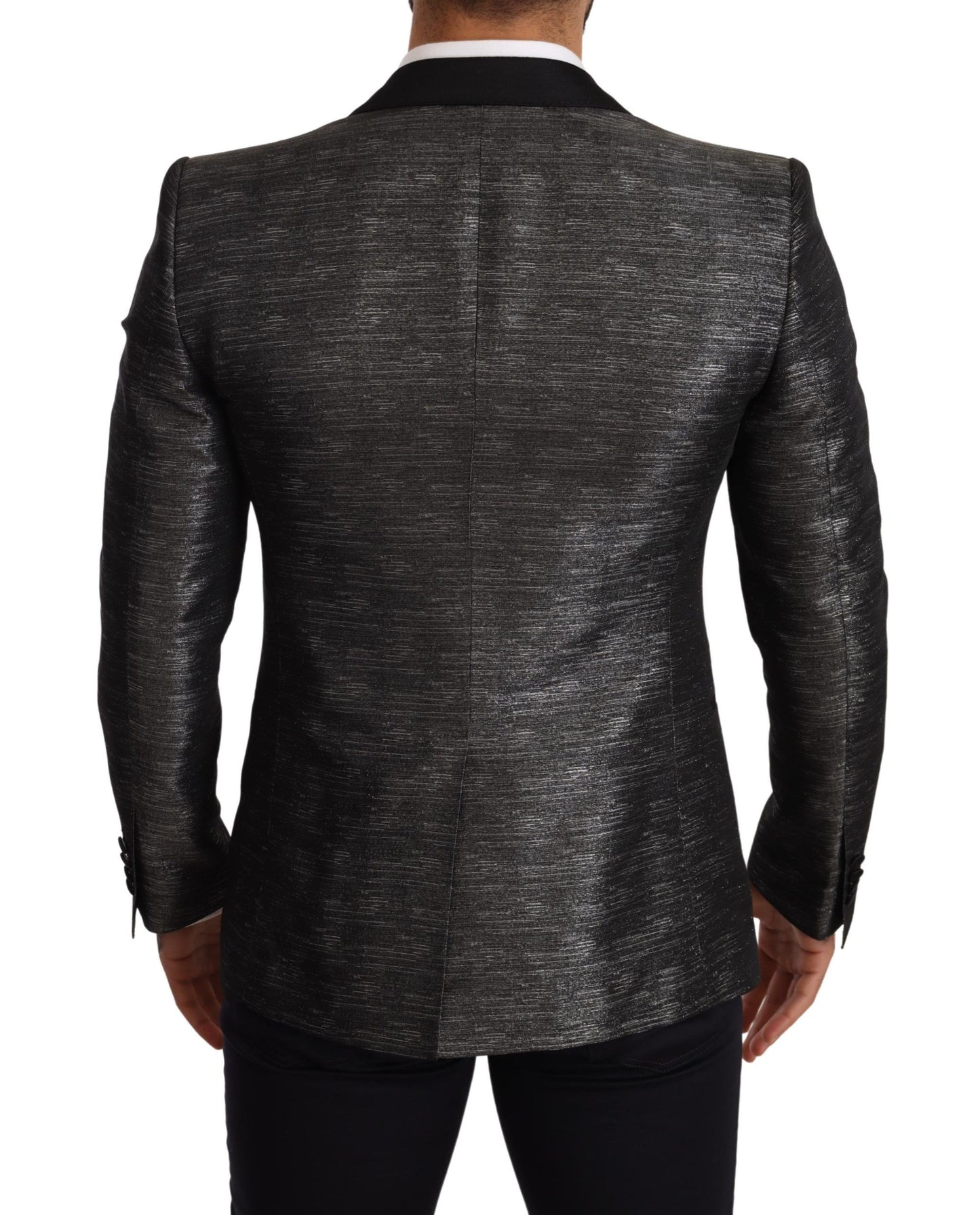 Dolce &amp; Gabbana Metallic grey jacquard blazer in slim fit