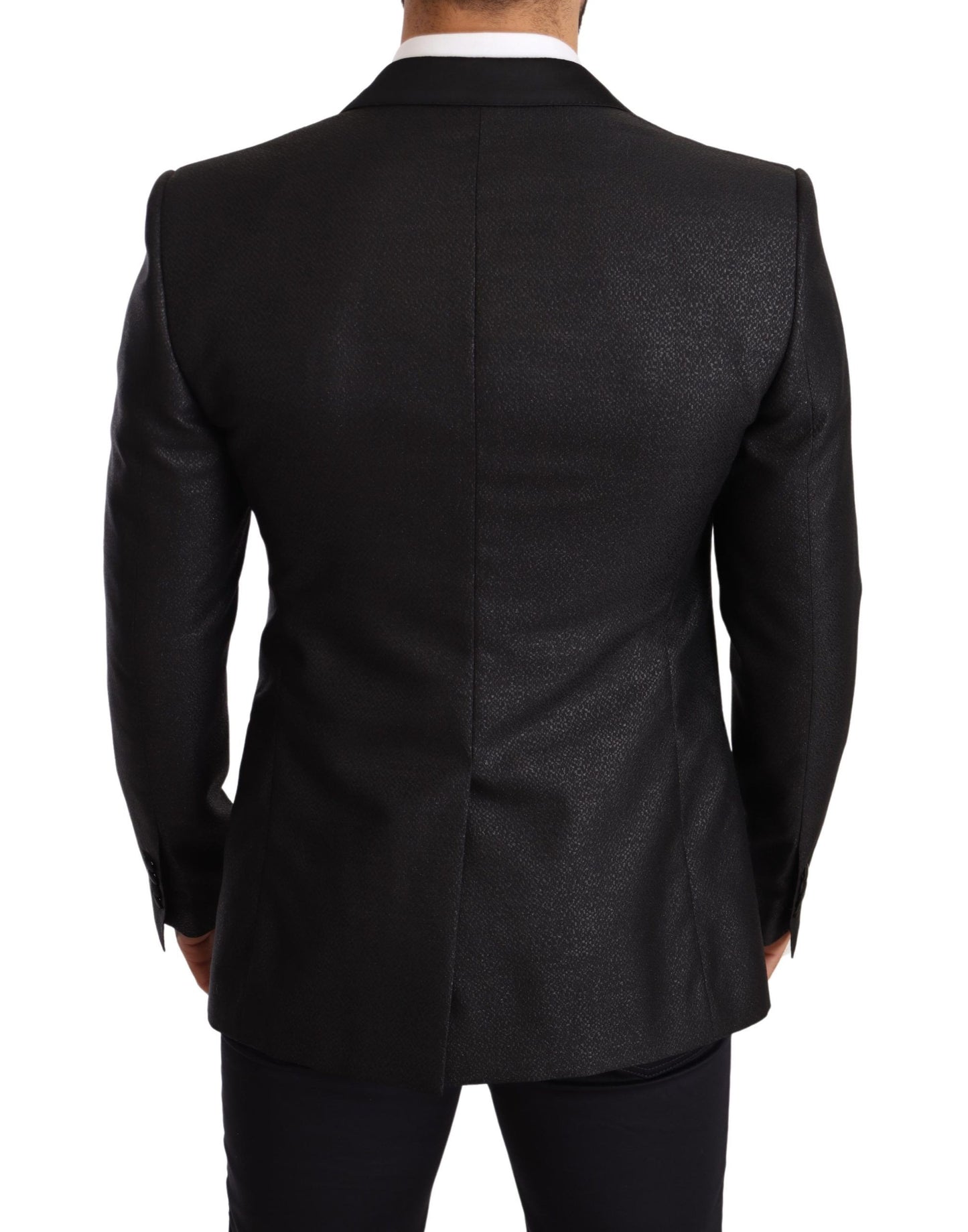 Dolce & Gabbana Elegante Schwarz Metallic Slim Fit Blazer Jacke