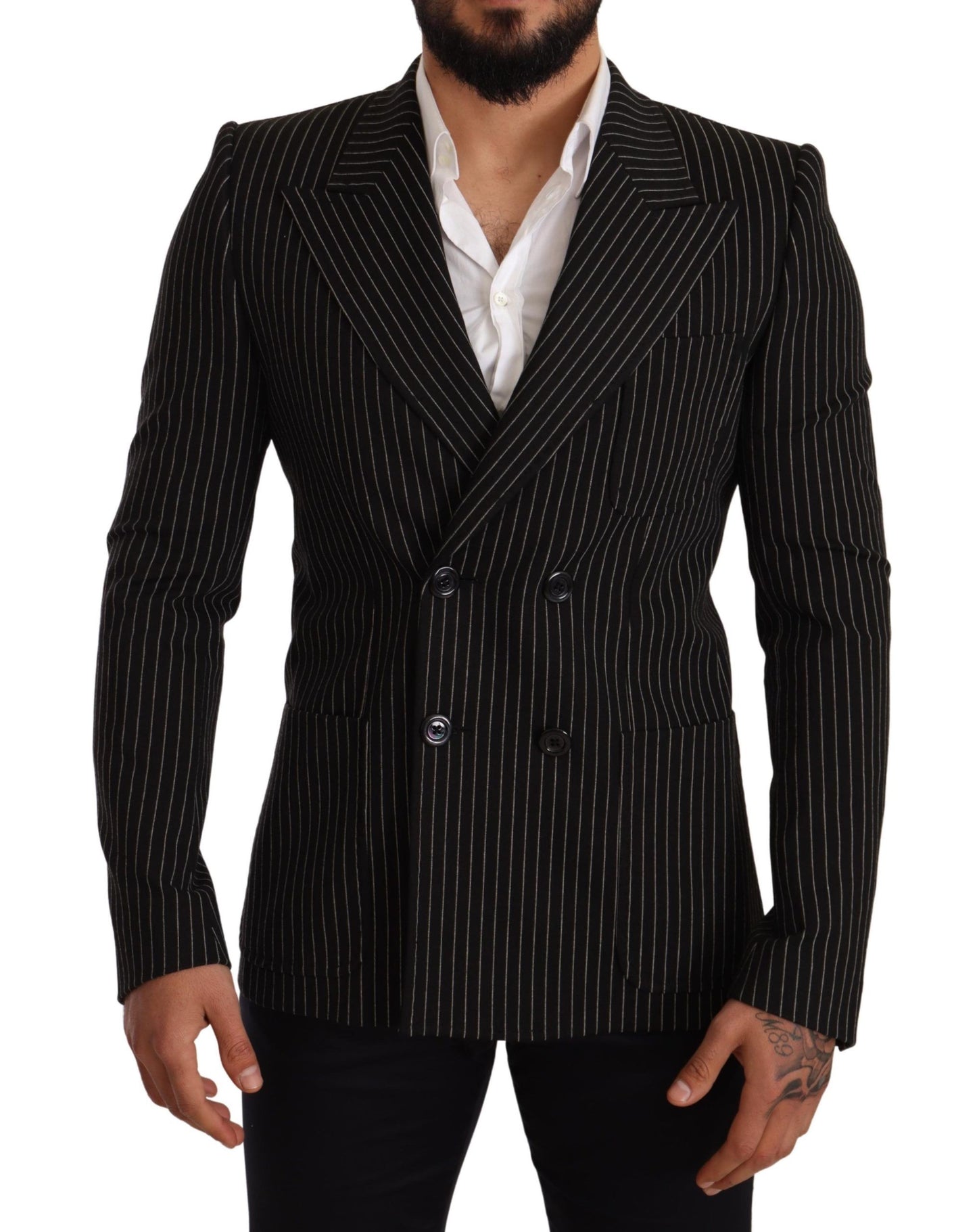 Dolce &amp; Gabbana Elegant striped wool blazer with silk lining