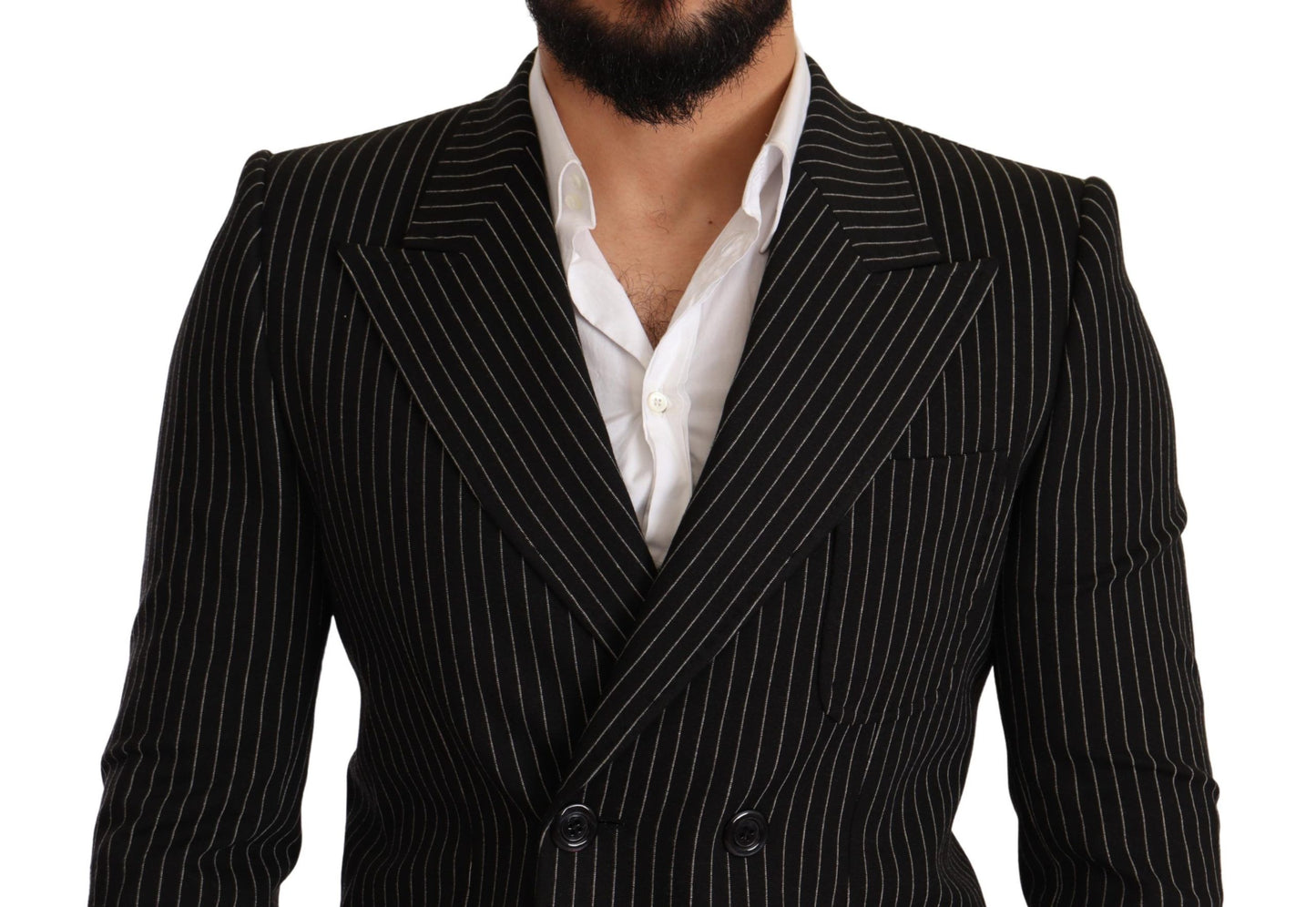 Dolce &amp; Gabbana Elegant striped wool blazer with silk lining